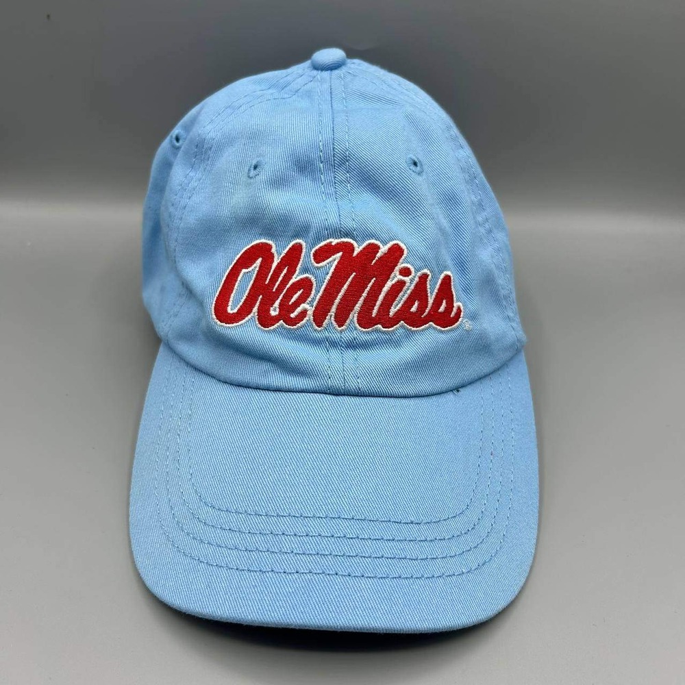 Ole Miss Hat Women Blue Embroidered Strap Back Cap Cotton